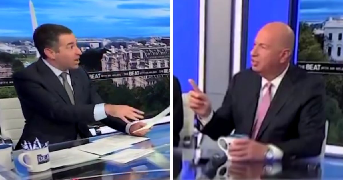 These X screen shots show MSNBC's Ari Melber (L) and former Trump administration ambassador Gordon Sondland (R).