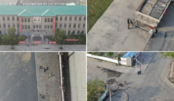 Drone images from a North Korean city show deserted streets.