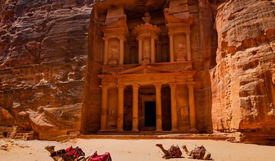 The site known as "the Treasury" in Petra, Jordan.