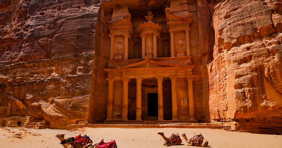 The site known as "the Treasury" in Petra, Jordan.