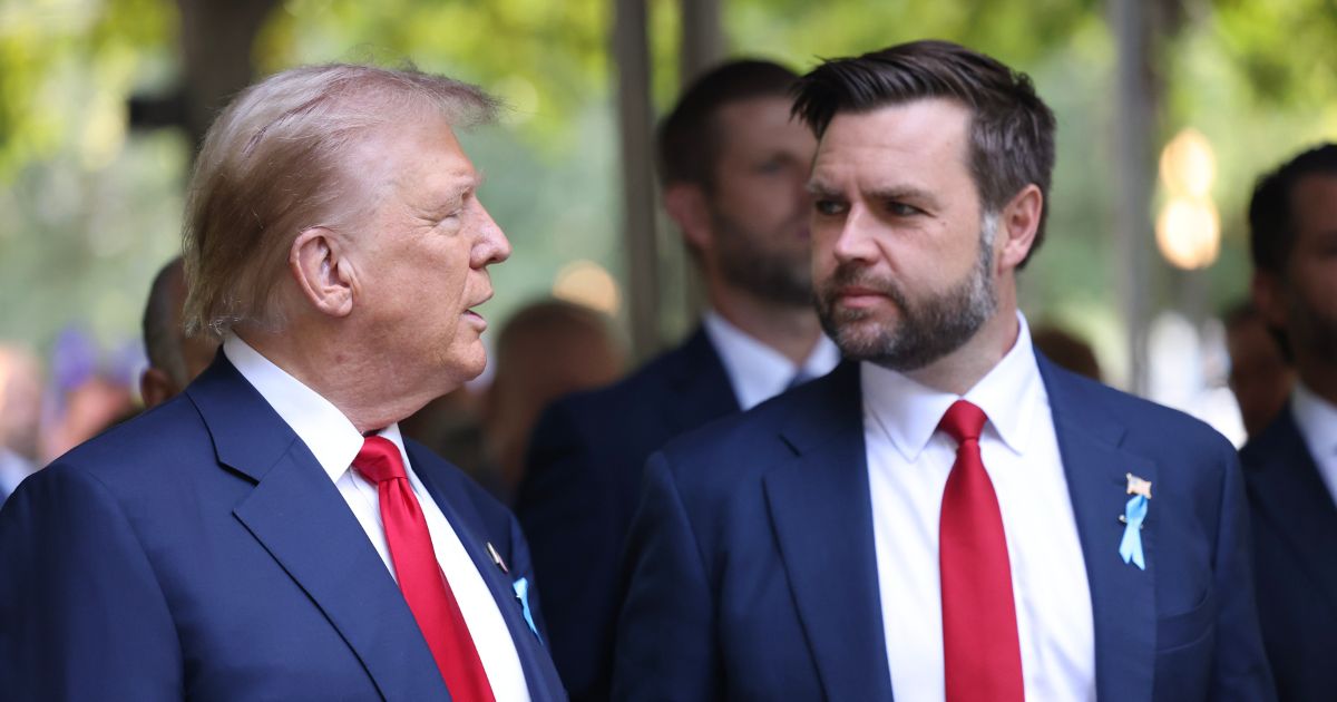 Republican presidential nominee, former U.S. President Donald Trump and Republican vice presidential nominee, U.S. Sen. J.D. Vance (R-OH) joined family and friends at Ground Zero honoring the lives of those lost on the 23rd anniversary of the terror attacks of September 11, 2001, at the World Trade Center on September 11, 2024 in New York City.