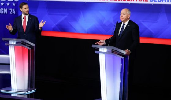 Republican vice presidential candidate, Sen. JD Vance (R-OH), and Democratic vice presidential candidate, Minnesota Gov. Tim Walz, participate in a debate at the CBS Broadcast Center on October 1, 2024 in New York City.