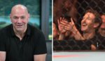 (L) Dana White during a segment on "Good Day New York" on September 9, 2024 in New York City. (R) Mark Zuckerberg is seen at UFC 298 at Honda Center on February 17, 2024 in Anaheim, California.