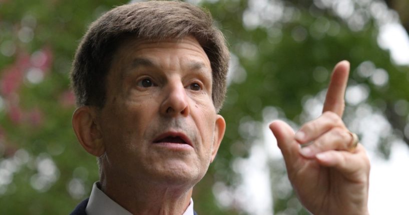 Allan Lichtman answers questions during an interview with AFP in Bethesda, Maryland, on Sept. 7.