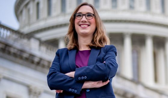 Rep.-elect Sarah McBride poses for a photograph after joining other congressional freshmen of the 119th Congress for a group photograph on the steps of the House of Representatives at the U.S. Capitol Building in Washington, D.C., on Friday.