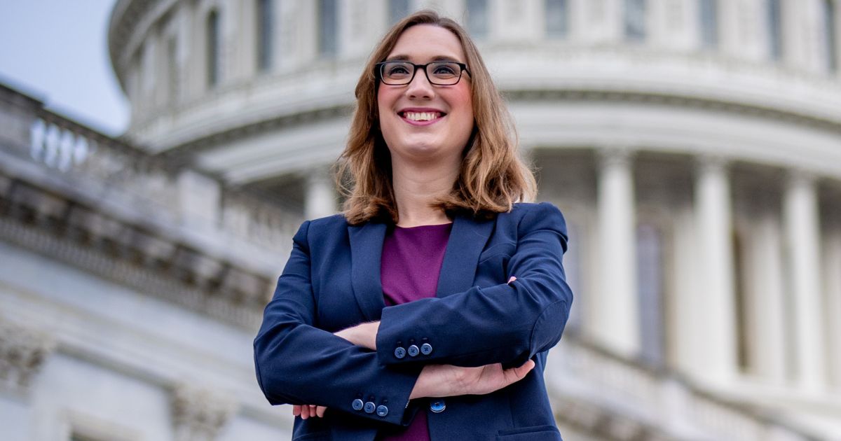 Rep.-elect Sarah McBride poses for a photograph after joining other congressional freshmen of the 119th Congress for a group photograph on the steps of the House of Representatives at the U.S. Capitol Building in Washington, D.C., on Friday.