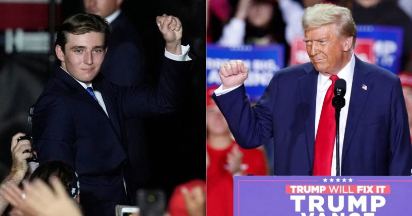 During a campaign rally in Raleigh, North Carolina, former President Donald Trump, right, shared the advice his son, Barron, left, gave him in the final days before the election.