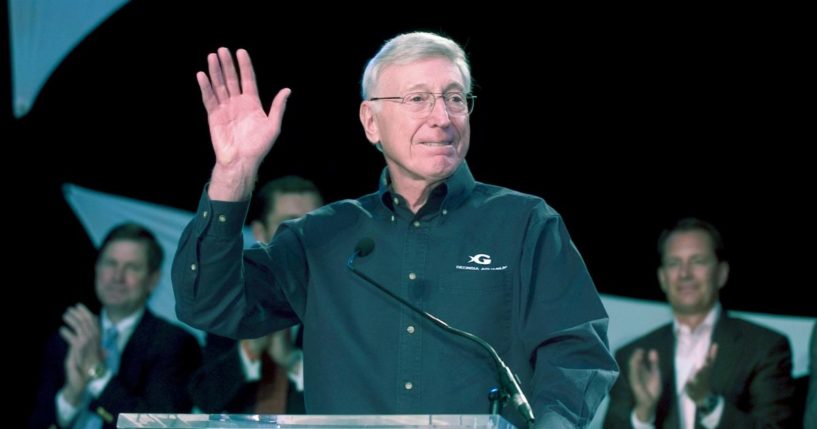 Home Depot co-founder Bernie Marcus speaks prior to a ribbon cutting ceremony at the Georgia Aquarium in Atlanta, Georgia, on Nov. 19, 2005.