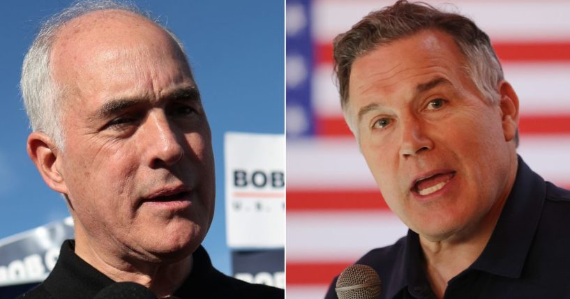 Democratic Sen. Bob Casey, left, of Pennsylvania has resisted conceding to his Republican opponent, Dave McCormick, despite the race being called for McCormick Thursday.