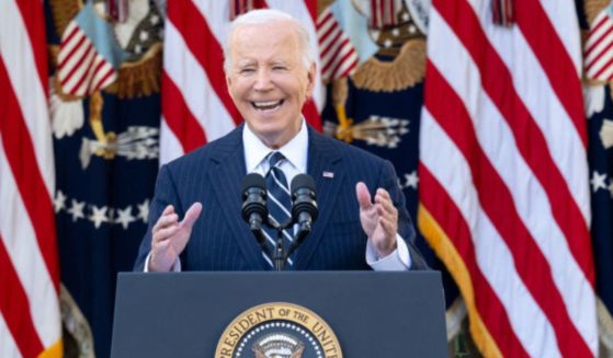 President Joe Biden addresses the nation from the Rose Garden of the White House in Washington, D.C., Thursday to speak about Donald Trump's victory in the 2024 presidential election.