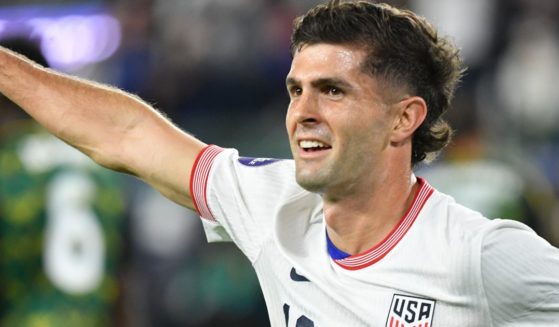 Christian Pulisic of the United States celebrates scoring during the first half against Jamaica in the 2024 CONCACAF Nations League Quarterfinals in St. Louis, Missouri, on Monday.