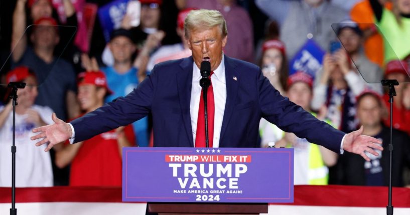 Former President Donald Trump speaks at a campaign rally in Grand Rapids, Michigan, on Nov. 5.