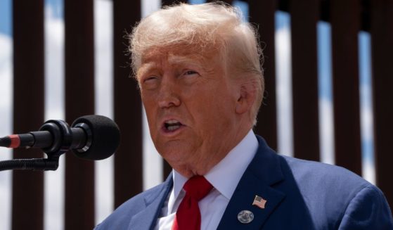 Former President Donald Trump speaks at the U.S.-Mexico border in Sierra Vista, Arizona, on Aug. 22.