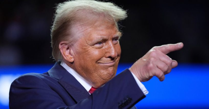 Former President Donald Trump speaks at a campaign rally in Grand Rapids, Michigan, on Tuesday.