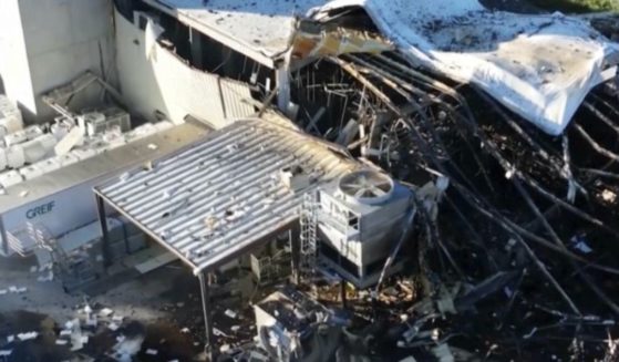 This photo shows the aftermath of a Tuesday afternoon explosion at Givaudan Sense Colour, a food dye plant, in Louisville, Kentucky.