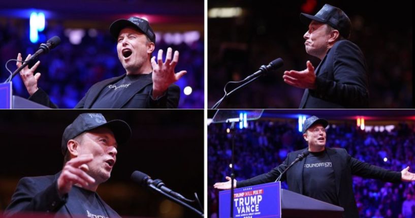 This compilation of images shows Elon Musk onstage during a rally for former President Donald Trump at Madison Square Garden in New York City on Oct. 27.