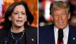 In its final poll before Election Day, AtlasIntel, the most accurate pollster from 2020, showed former President Donald Trump, right, leading Vice President Kamala Harris, left, in a majority of the swing states.