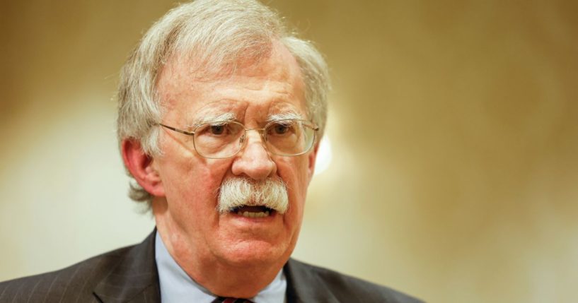 Former National Security Adviser John Bolton speaks to reporters after speaking in a panel hosted by the National Council of Resistance of Iran – U.S. Representative Office in Washington, D.C., on Aug. 17, 2022.