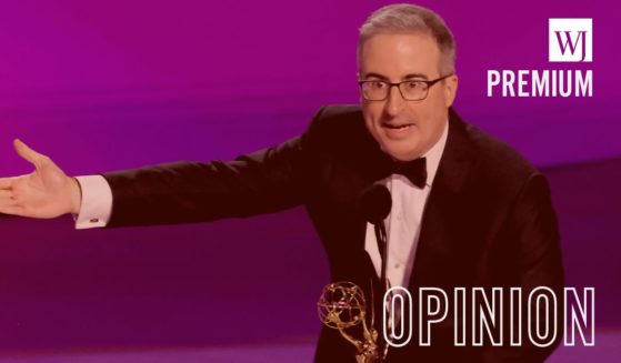 John Oliver accepts the Outstanding Scripted Variety Series award for “Last Week Tonight with John Oliver” during the 76th Primetime Emmy Awards in Los Angeles, California, on Sept. 15.