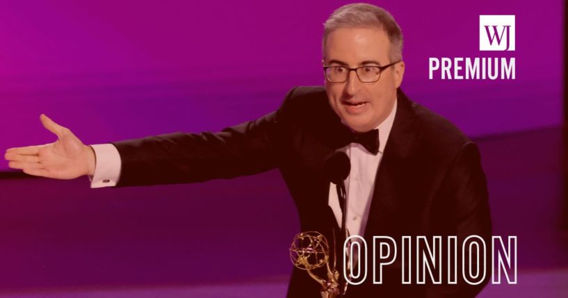 John Oliver accepts the Outstanding Scripted Variety Series award for “Last Week Tonight with John Oliver” during the 76th Primetime Emmy Awards in Los Angeles, California, on Sept. 15.