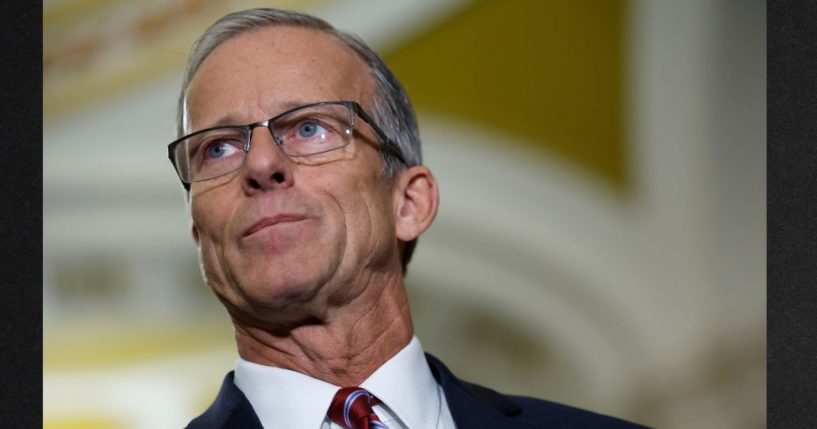 GOP Sen. John Thune of South Dakota speaks after being elected Senate Majority Leader Wednesday in Washington, D.C.