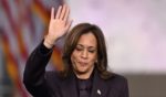 Vice President Democratic presidential candidate Kamala Harris waves at supporters at the end of her Nov. 6 concession speech at Howard University in Washington, D.C.