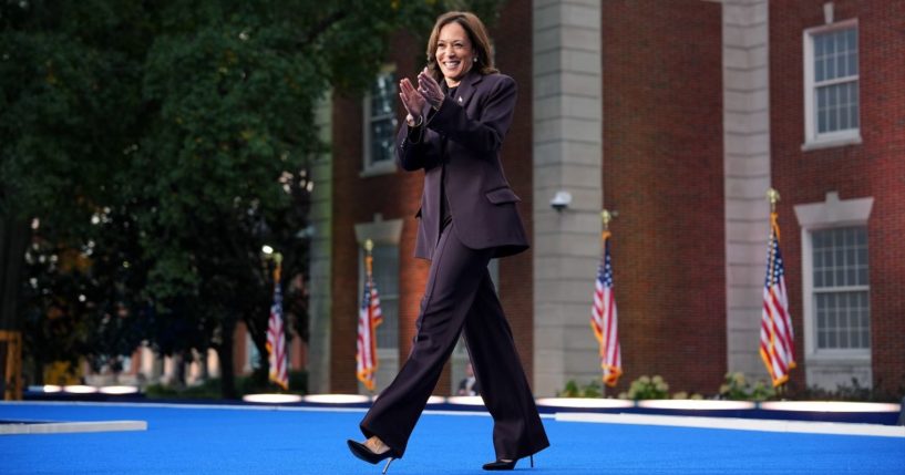 Vice President and failed Democratic presidential candidate Kamala Harris arrives to speak on stage as she concedes the election at Howard University in Washington, D.C., on Nov. 6.