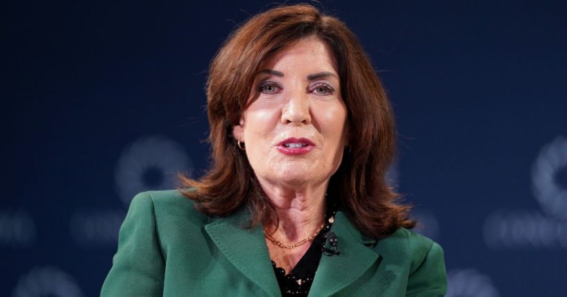 Gov. Kathy Hochul of New York speaks onstage during the 2024 Concordia Annual Summit in New York City on Sept. 23.