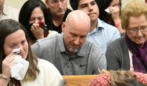 John Phillips, stepfather of Laken Riley, reacts as Superior Court Judge H. Patrick Haggard announces the verdict during a trial of Jose Ibarra at Athens-Clarke County Superior Court, Wednesday in Athens, Georgia. Phillips read Riley's journal entry from last December to illustrate to the judge what was lost through her brutal murder.