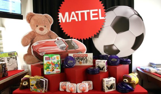 Mattel signage is seen during Safe Kids Day 2016 in Los Angeles, California, on April 24, 2016.