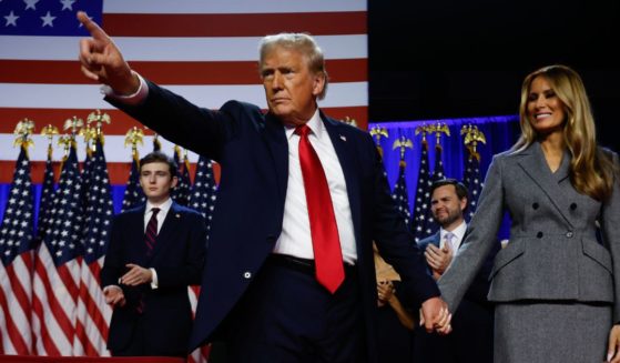 President-elect Donald Trump pointing into the crowd at an election night even in Palm Beach Convention Center on Nov. 6 in West Palm Beach, Florida.