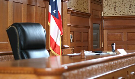 A stock photo of a judge's bench.