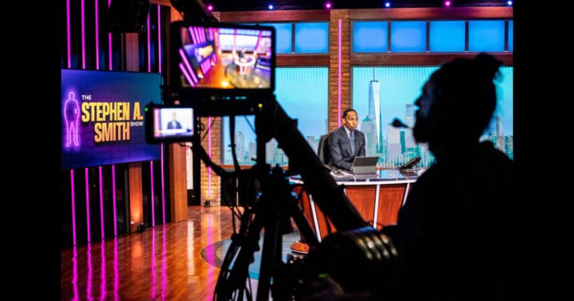 Stephen A. Smith on set for a recording of his podcast in Jersey City, New Jersey, on Jan. 9.