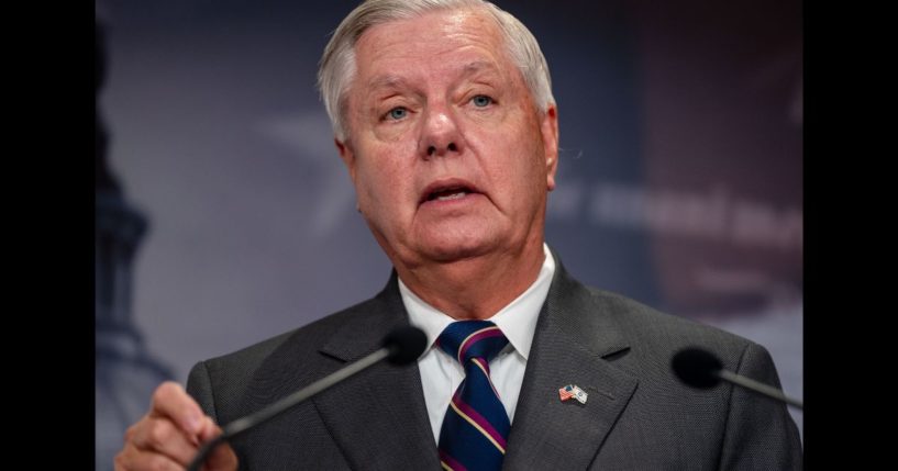 Sen. Lindsey Graham speaks at a news conference regarding Hezbollah's attack on Golan Heights at the U.S. Capitol on July 31.