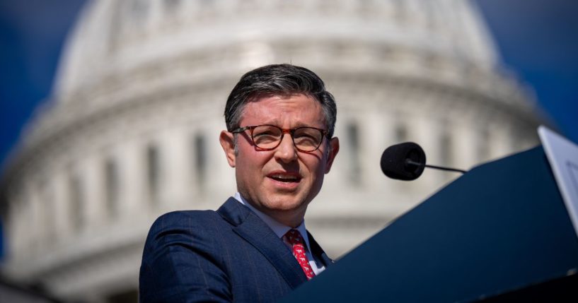 House Speaker Mike Johnson, a Louisiana Republican, speaks during a news conference on the results of the 2024 election outside of the U.S. Capitol Building Tuesday in Washington, D.C.