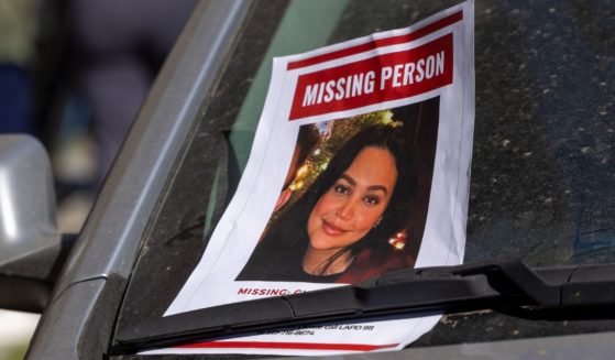 A flyer for help locating the missing actress Chanel Maya Banks is under the windshield wiper of her husband's car in Los Angles, California, on Wednesday.