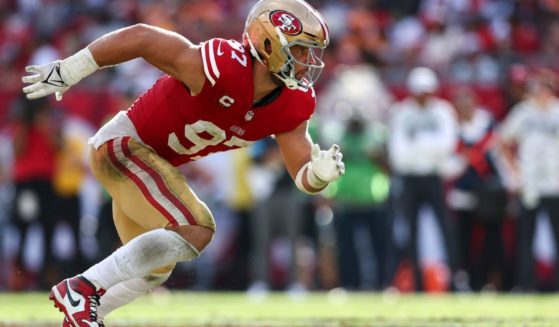 Nick Bosa of the San Francisco 49ers rushes the quarterback during the second half of an NFL football game against the Tampa Bay Buccaneers in Tampa, Florida, on Sunday.