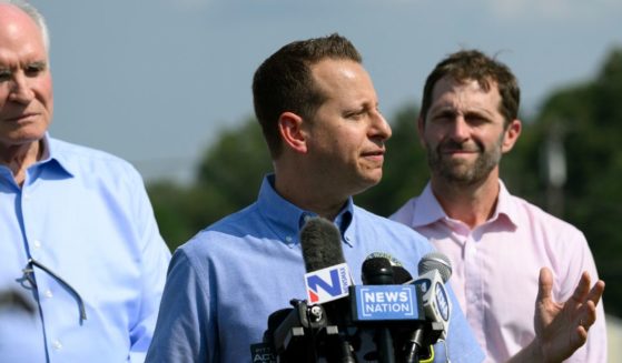 US Representative Jared Moskowitz (D-FL), a member of the Task Force on the Attempted Assassination of Donald J. Trump, speaks to the press after touring the shooting site at the Butler Farm Show Grounds on August 26, 2024 in Butler, Pennsylvania.