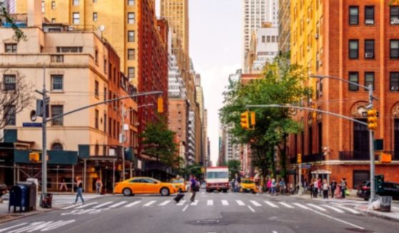 Stock picture of a New York City street.