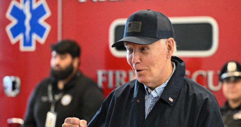 US President Joe Biden speaks to reporters as he visits the Nantucket Fire Department in Nantucket, Massachusetts on November 28, 2024. Biden and family are in Nantucket, Massachusetts for the Thanksgiving holiday.