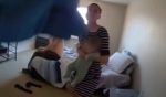 Still from police bodycam footage showing the moments before a woman and her baby were shot dead by an officer.