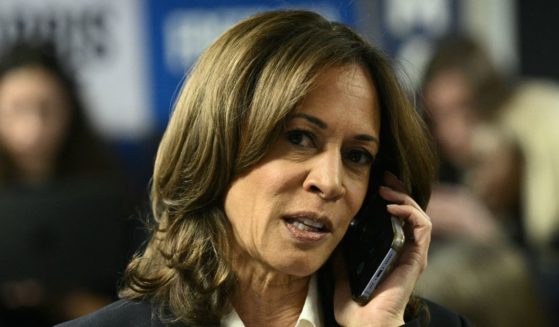 US Vice President and Democratic presidential candidate Kamala Harris takes part in a phone bank at the Democratic National Committee headquarters in Washington, DC, on November 5, 2024