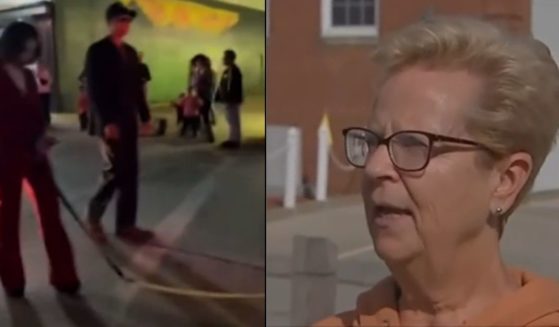 A composite image of Mayor Dianne Bailey and a Halloween parade float.