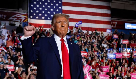 Republican presidential nominee, former President Donald Trump takes the stage during a campaign rally at the Santander Arena on November 04, 2024 in Reading, Pennsylvania.