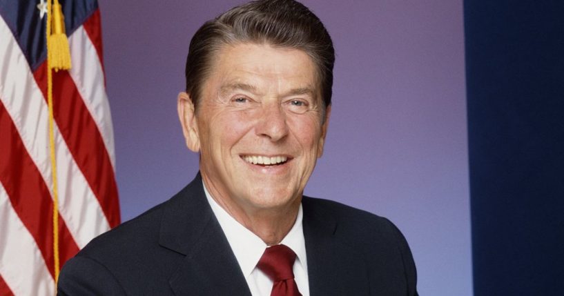 Then-President Ronald Reagan poses for a portrait in January 1981 in Los Angeles, California.