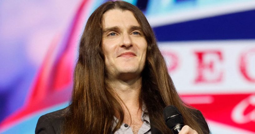 American conservative activist Scott Ryan Presler addresses the conservative Turning Point People's Convention in Detroit, Michigan, on June 16.