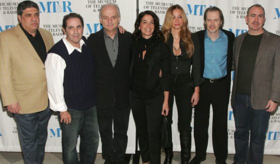 Drea de Matteo, third from left, poses with other member of "The Sopranos" cast in New York City on March 28, 2007.