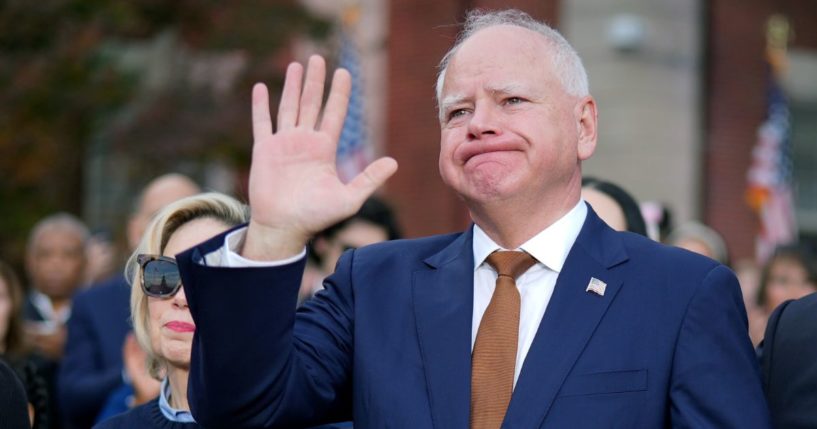 Minnesota Gov. Tim Walz, the 2024 Democratic vice presidential nominee, reacts after Vice President Kamala Harris conceded the election in a speech at Howard University Wednesday in Washington, D.C.