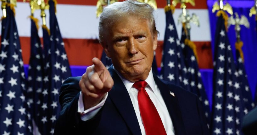 President-elect Donald Trump arrives to speak during an election night event at the Palm Beach Convention Center in West Palm Beach, Florida, on Wednesday.