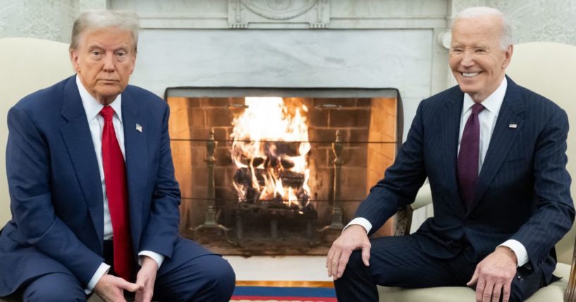 President-elect Donald Trump, left, meets with President Joe Biden, right, in the Oval Office of the White House in Washington, D.C., on Wednesday.